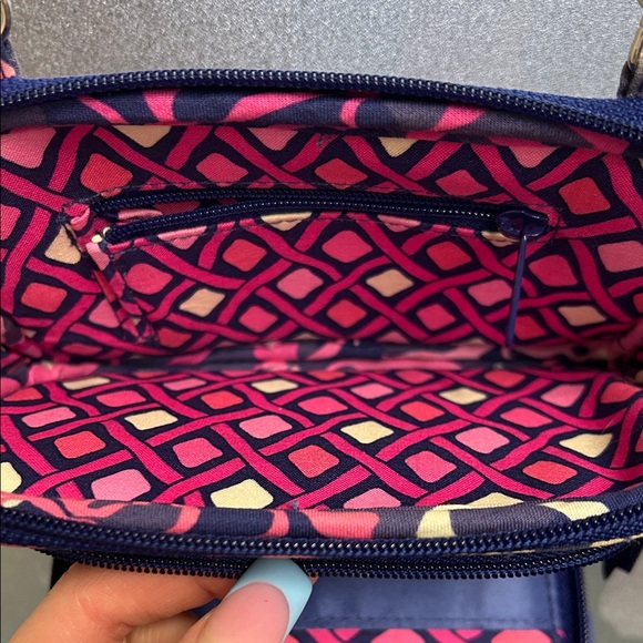 Vera Bradley Pink and Blue Patterned Crossbody Bag - Picture 5 of 6